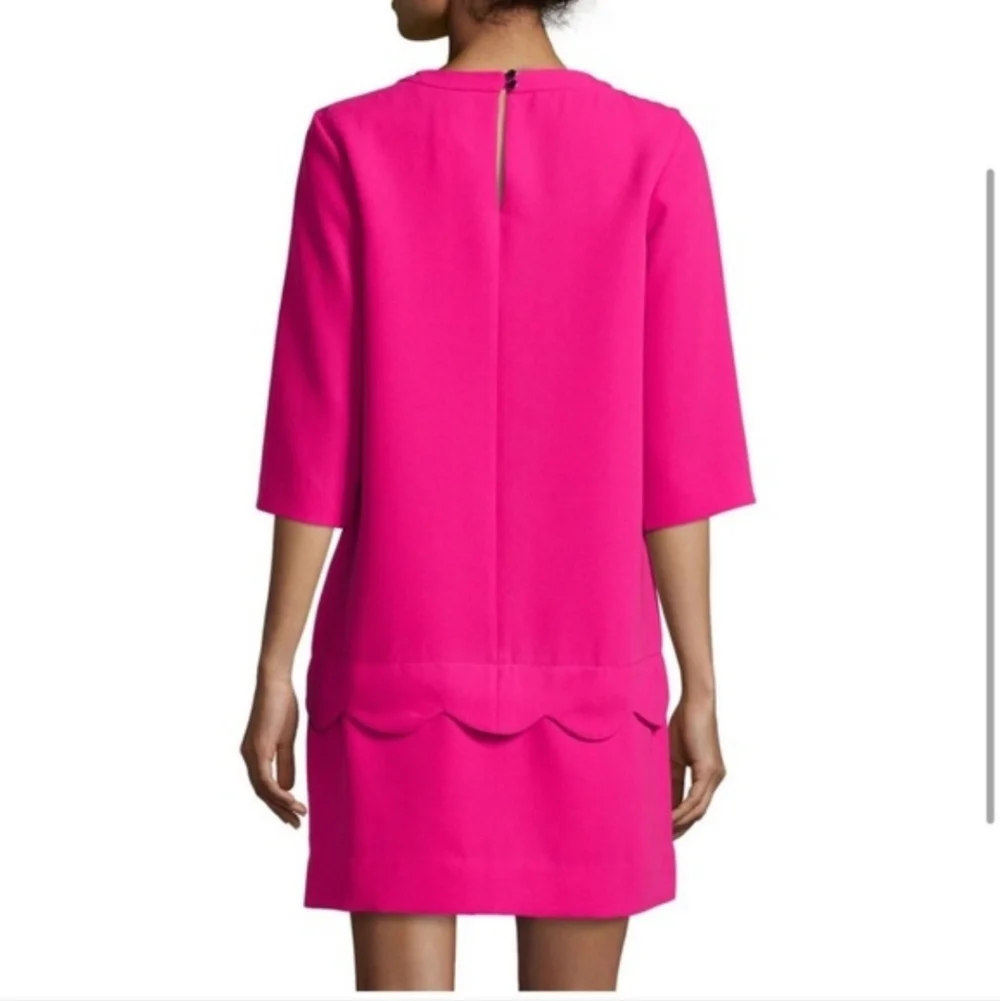 Kate Spade Demi Sweetheart Shift Scalloped Dress Pink 3/4 Sleeve Shift Dress 10